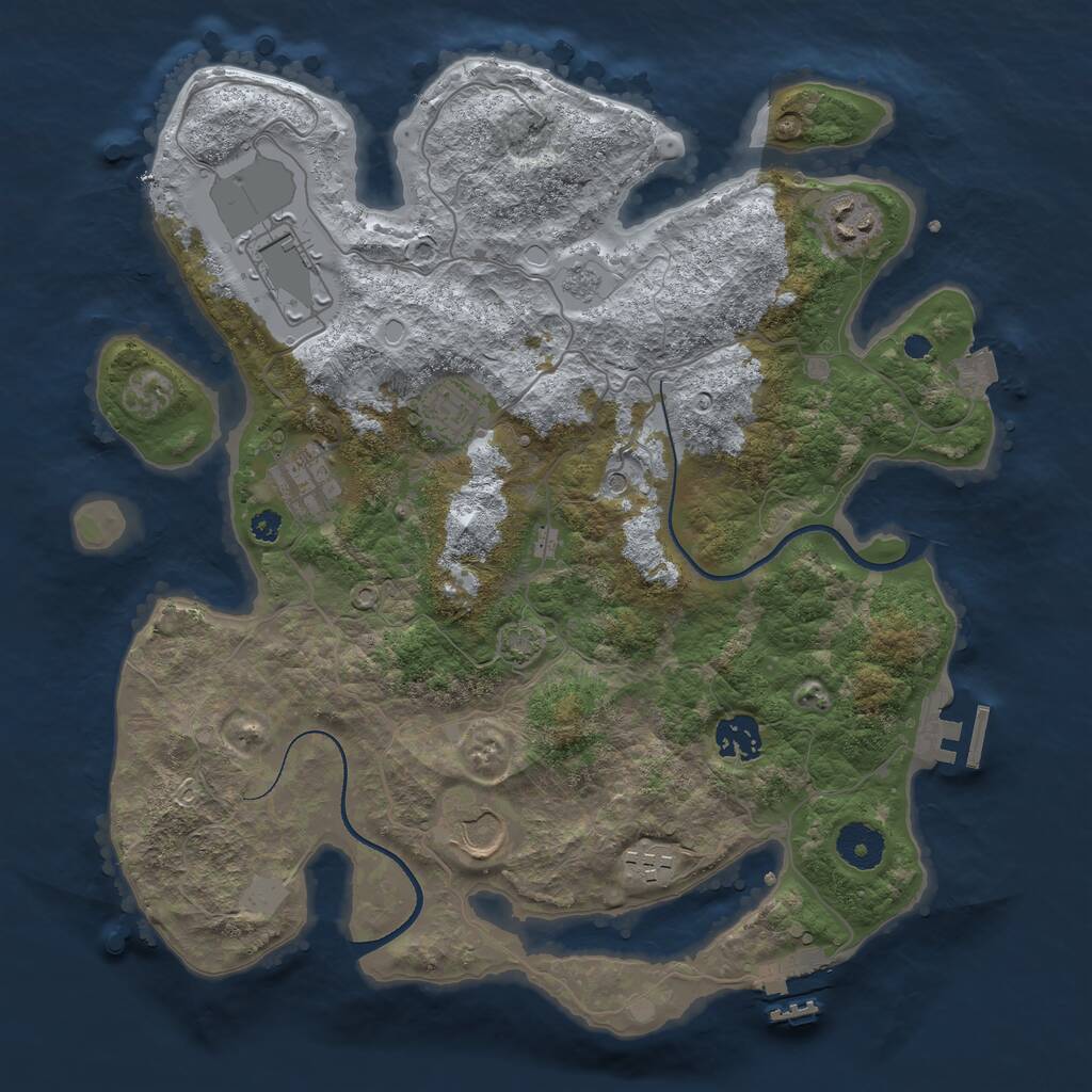 Rust Map: Procedural Map, Size: 3500, Seed: 190553107, 13 Monuments