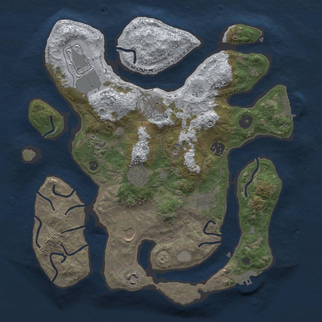 Rust Map: Procedural Map, Size: 3500, Seed: 190553107, 17 Monuments