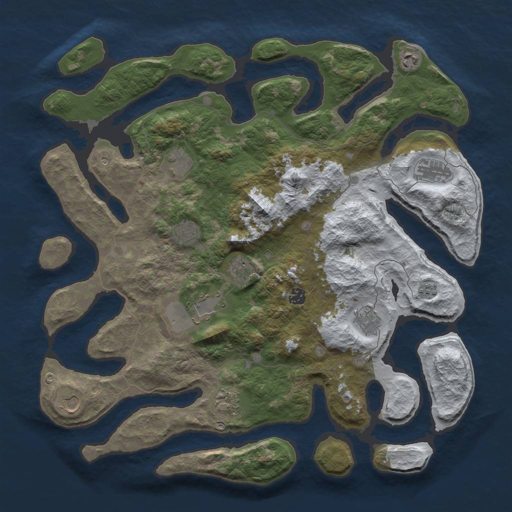 Rust Map: Barren, Size: 4500, Seed: 655298, 14 Monuments