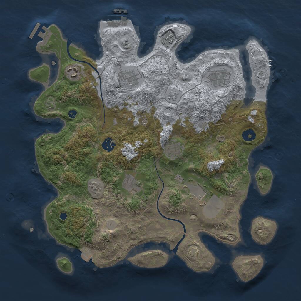 Rust Map: Procedural Map, Size: 3500, Seed: 1756309083, 14 Monuments