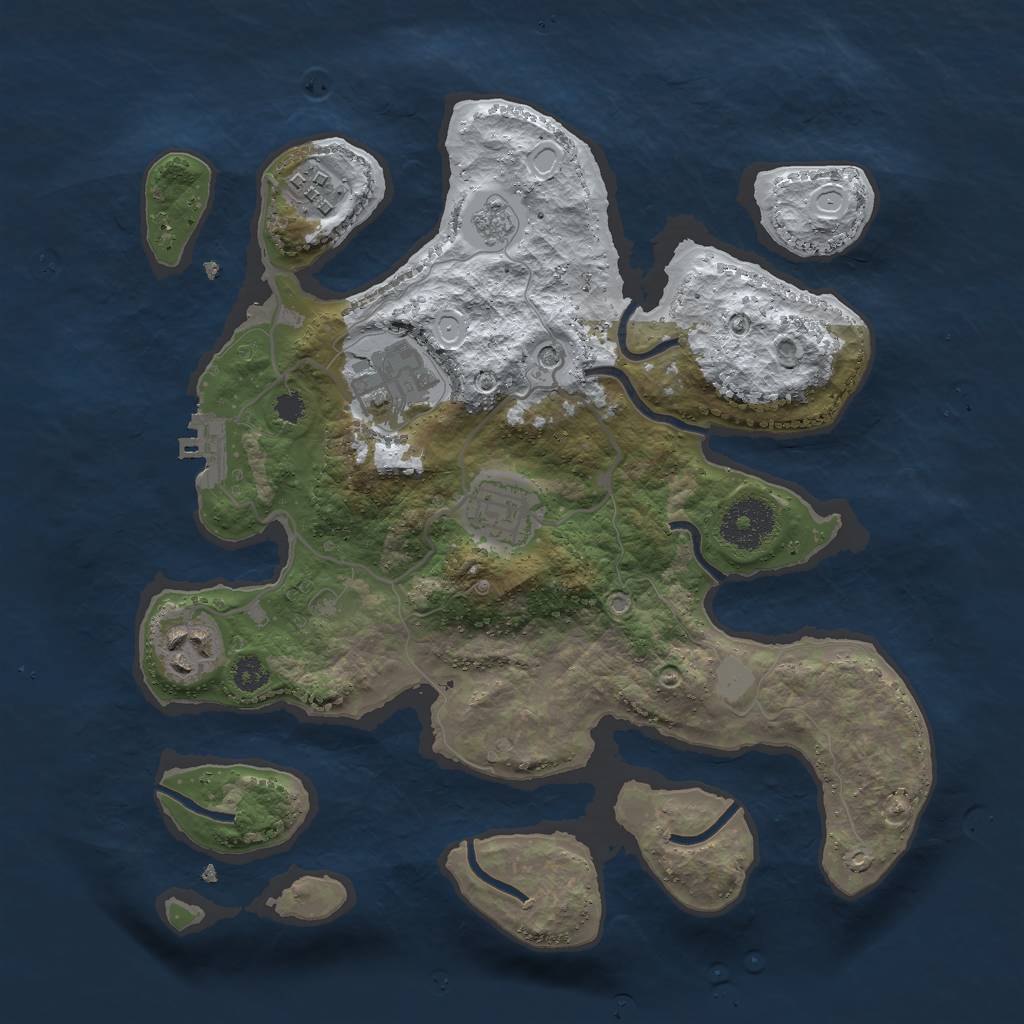 Rust Map: Procedural Map, Size: 3000, Seed: 15881, 12 Monuments