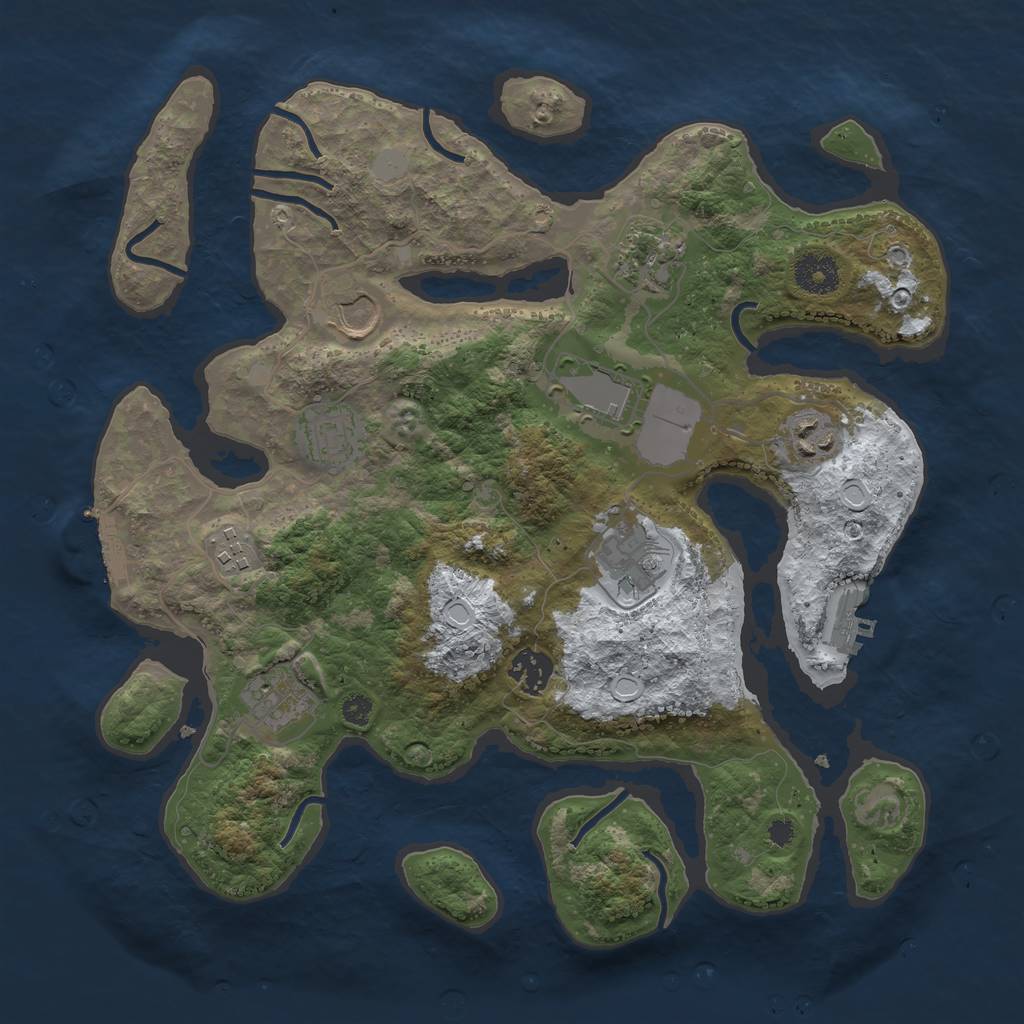 Rust Map: Procedural Map, Size: 3500, Seed: 2306441, 16 Monuments