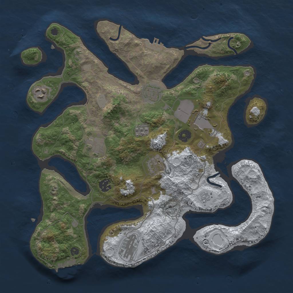 Rust Map: Procedural Map, Size: 3500, Seed: 3783320, 16 Monuments