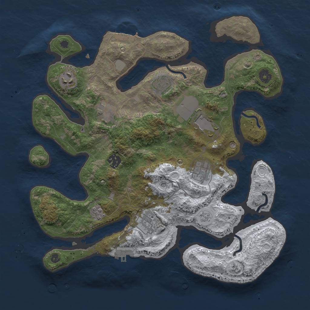 Rust Map: Procedural Map, Size: 3500, Seed: 332292618, 17 Monuments