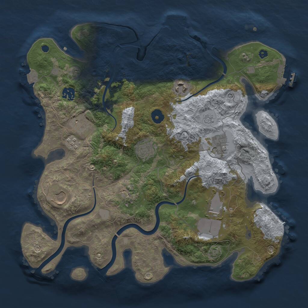 Rust Map: Procedural Map, Size: 3500, Seed: 795327279, 15 Monuments