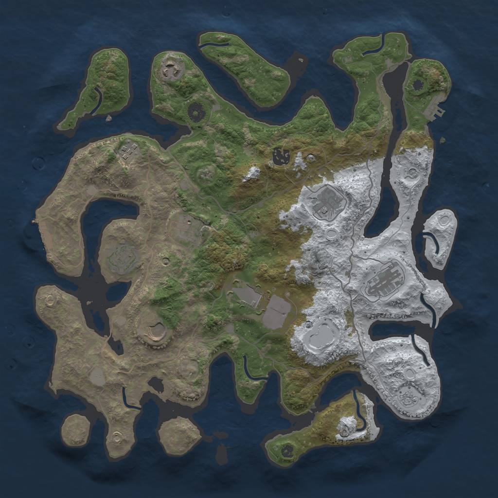 Rust Map: Procedural Map, Size: 4000, Seed: 2119966293, 18 Monuments