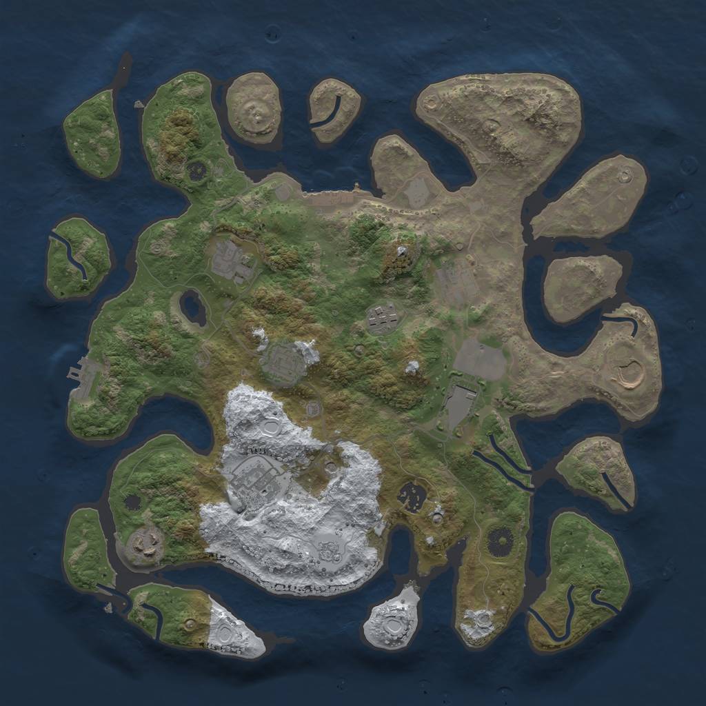 Rust Map: Procedural Map, Size: 3750, Seed: 3567, 18 Monuments