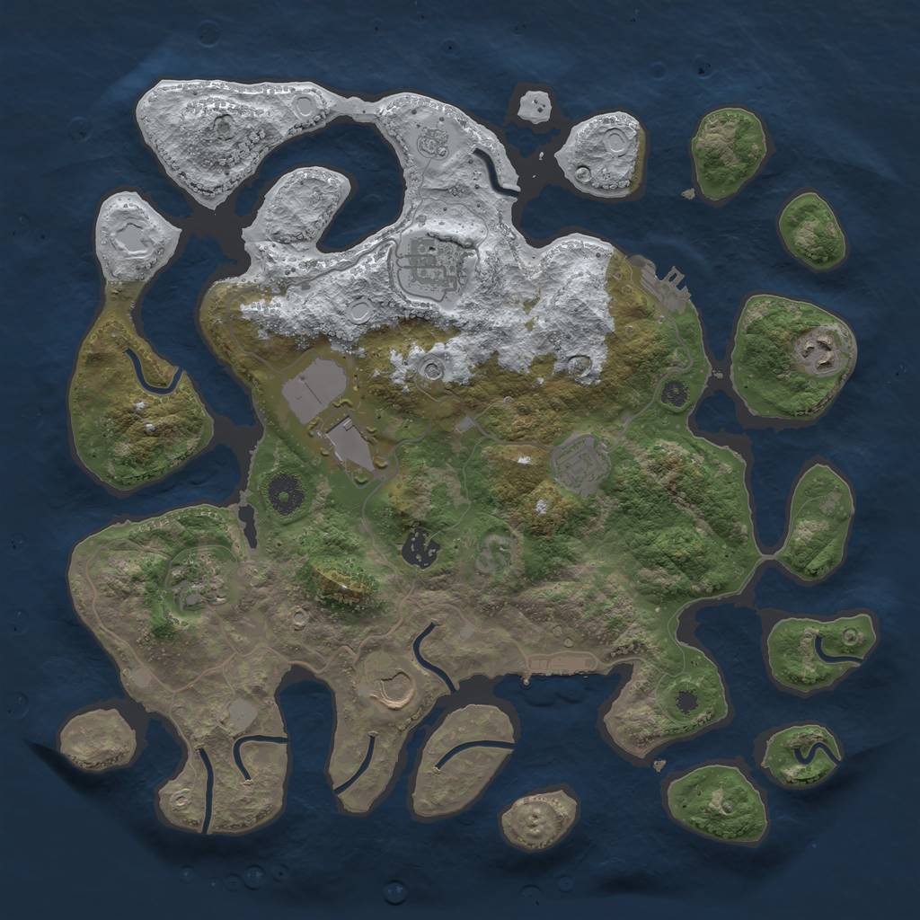 Rust Map: Procedural Map, Size: 3700, Seed: 1193665854, 16 Monuments