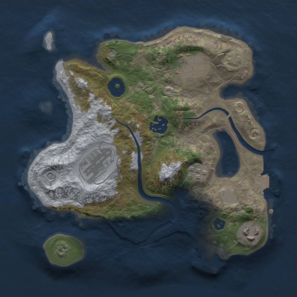 Rust Map: Procedural Map, Size: 2500, Seed: 1881146918, 9 Monuments