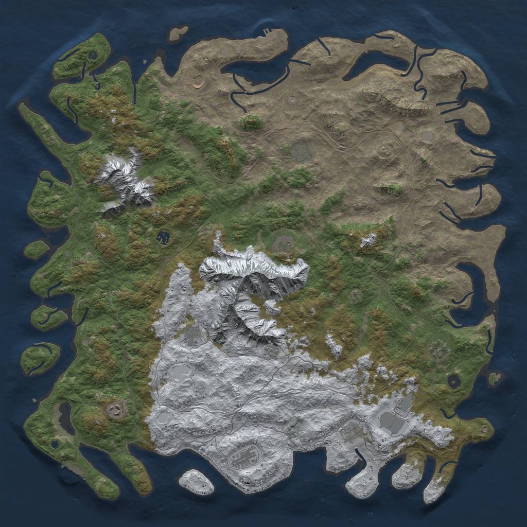 Rust Map: Procedural Map, Size: 6000, Seed: 60796076, 20 Monuments