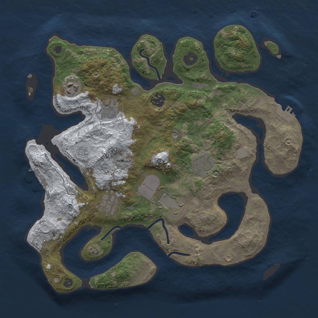 Rust Map: Procedural Map, Size: 3500, Seed: 644668083, 15 Monuments