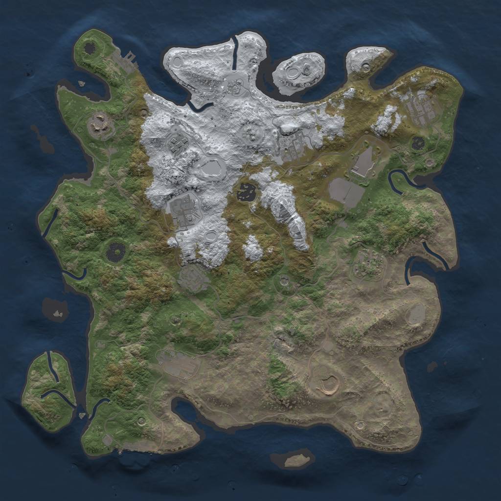Rust Map: Procedural Map, Size: 3850, Seed: 815952972, 20 Monuments
