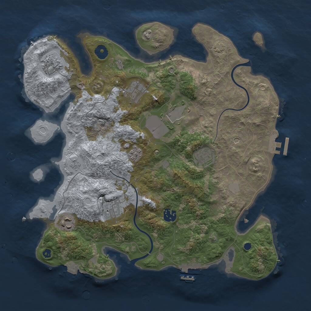 Rust Map: Procedural Map, Size: 3500, Seed: 5028938, 14 Monuments