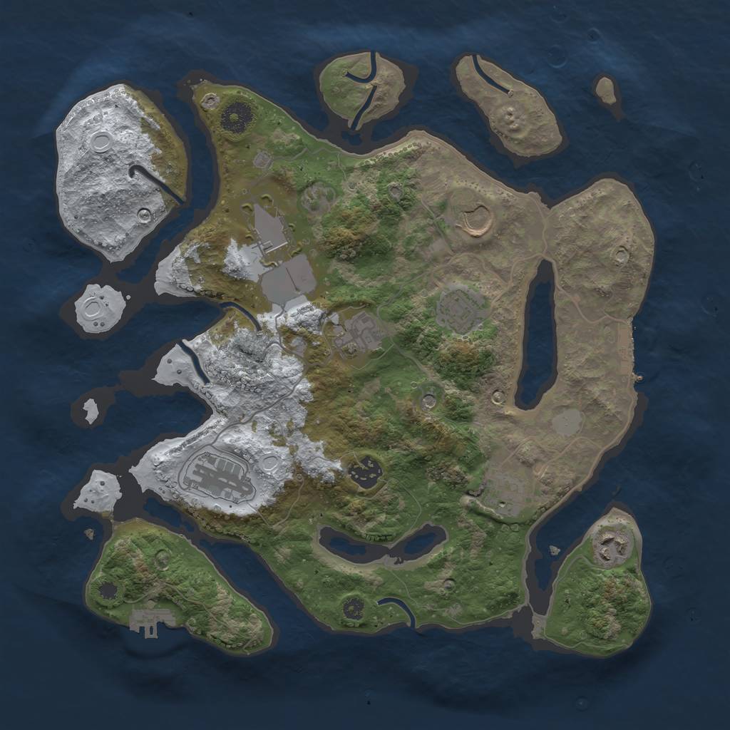 Rust Map: Procedural Map, Size: 3500, Seed: 5028938, 16 Monuments