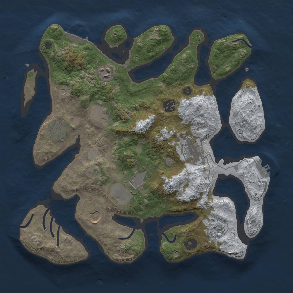 Rust Map: Procedural Map, Size: 3500, Seed: 374451082, 16 Monuments