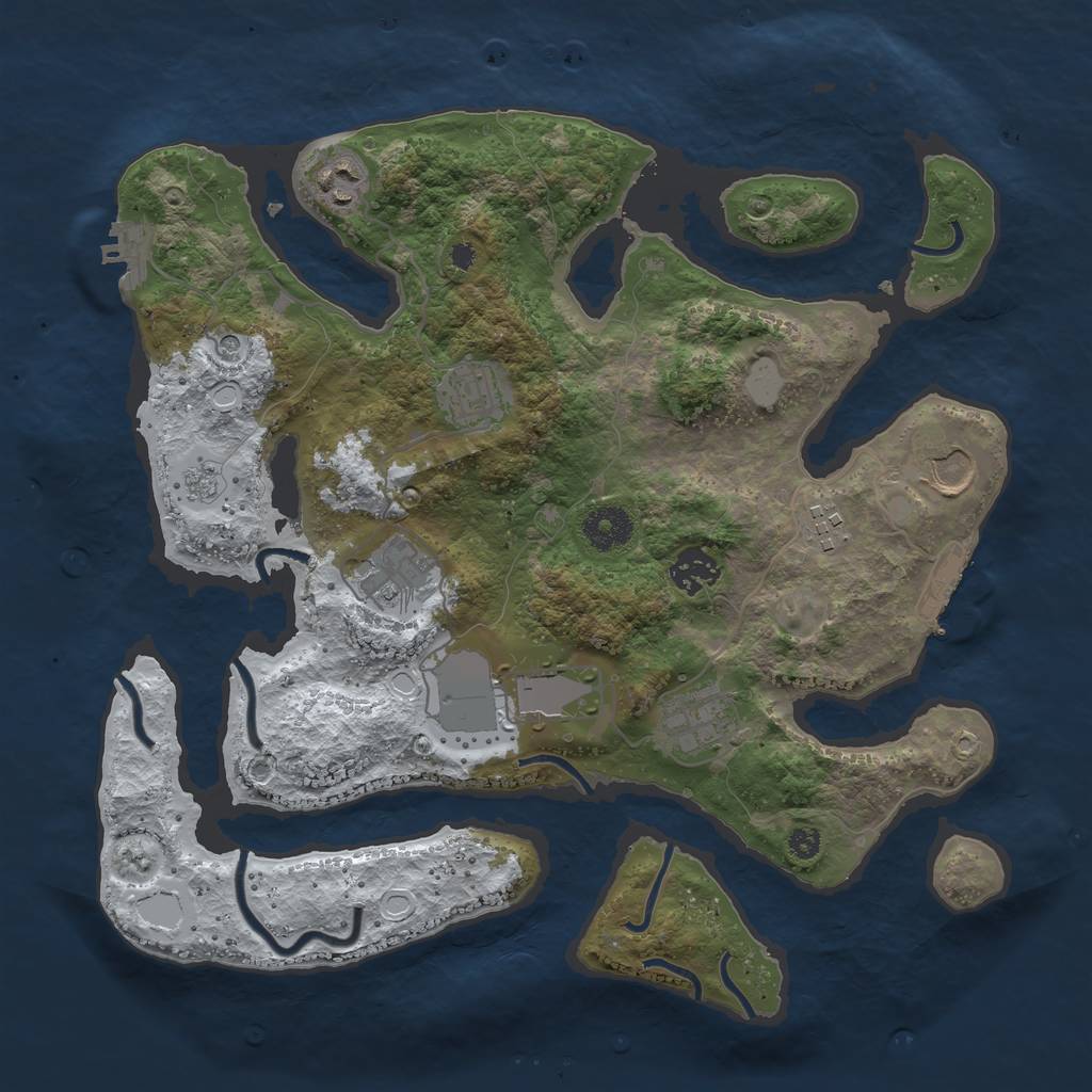 Rust Map: Procedural Map, Size: 3500, Seed: 4964039, 17 Monuments