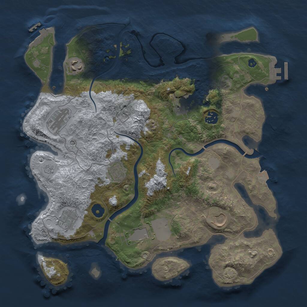 Rust Map: Procedural Map, Size: 3550, Seed: 984555, 14 Monuments