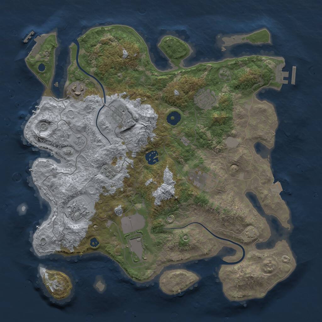 Rust Map: Procedural Map, Size: 3550, Seed: 984555, 14 Monuments