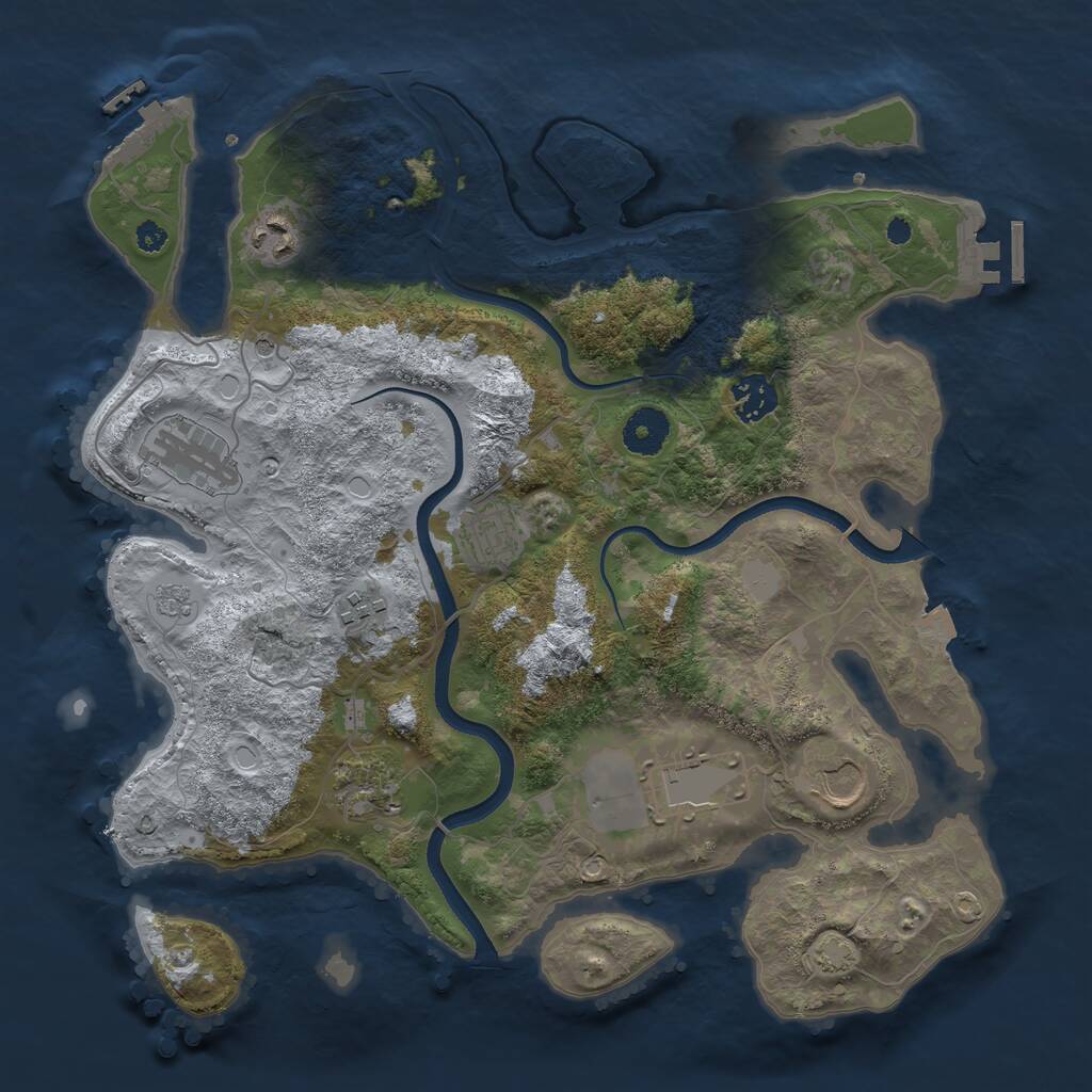 Rust Map: Procedural Map, Size: 3550, Seed: 984555, 14 Monuments