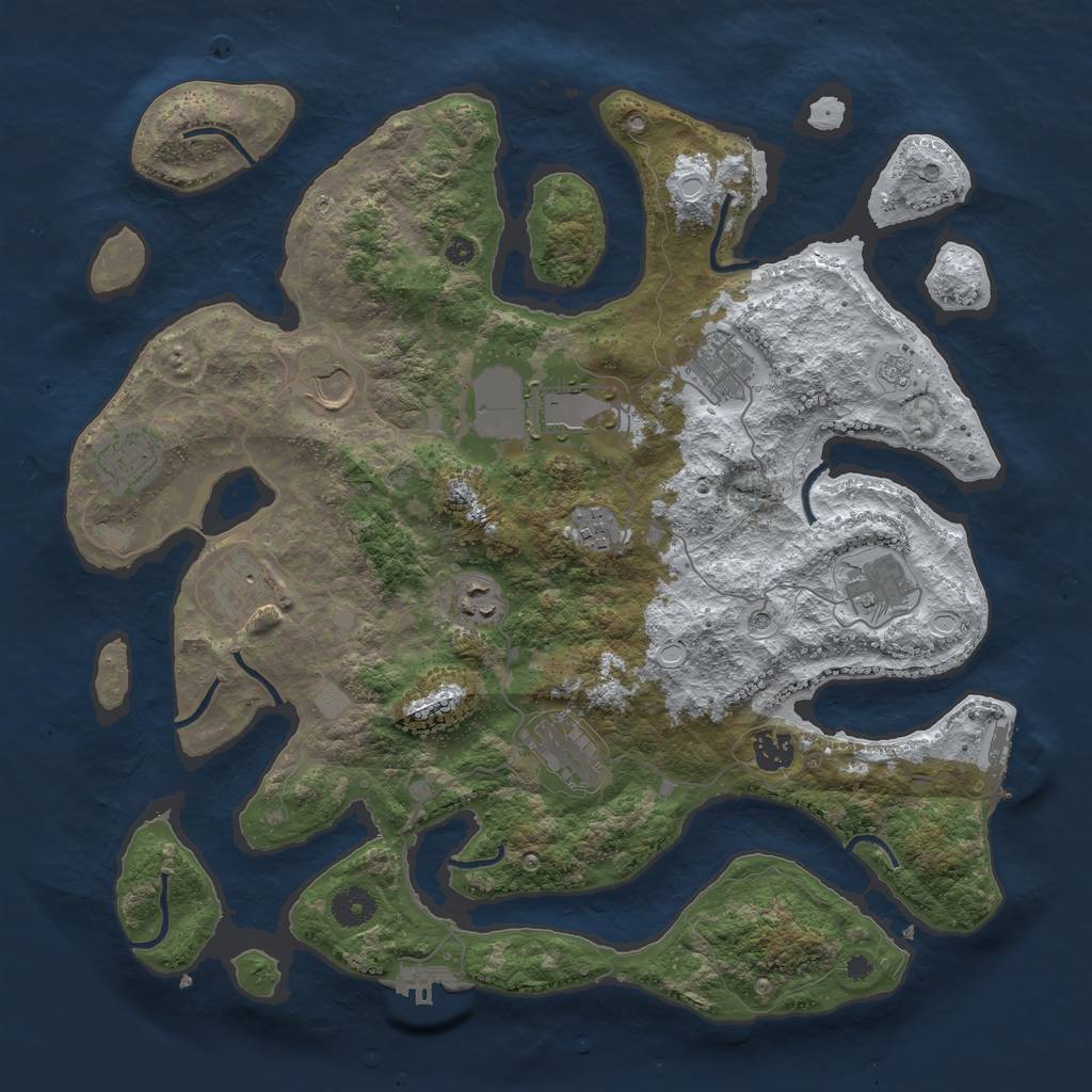 Rust Map: Procedural Map, Size: 3950, Seed: 1018190071, 19 Monuments