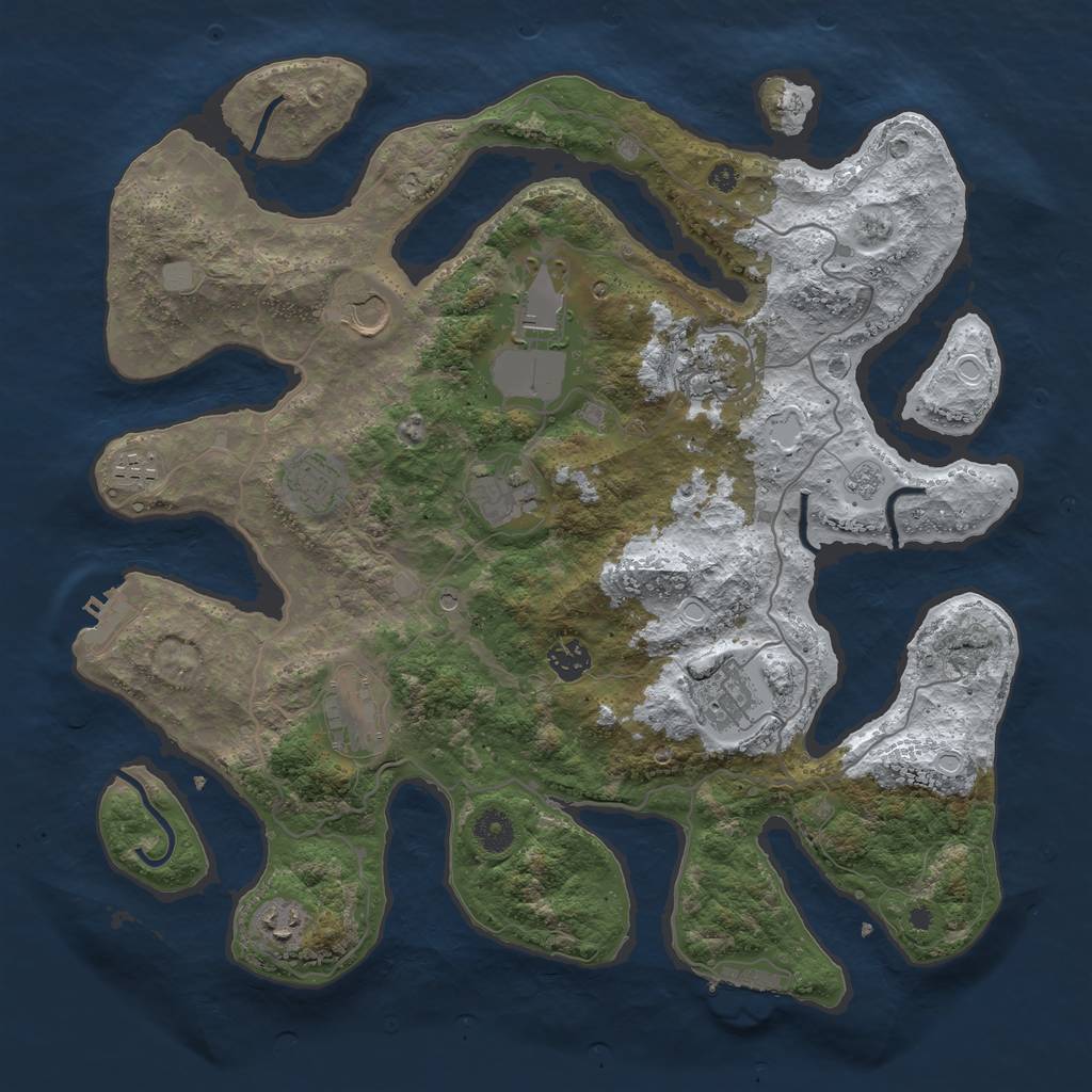 Rust Map: Procedural Map, Size: 4000, Seed: 1103726425, 19 Monuments