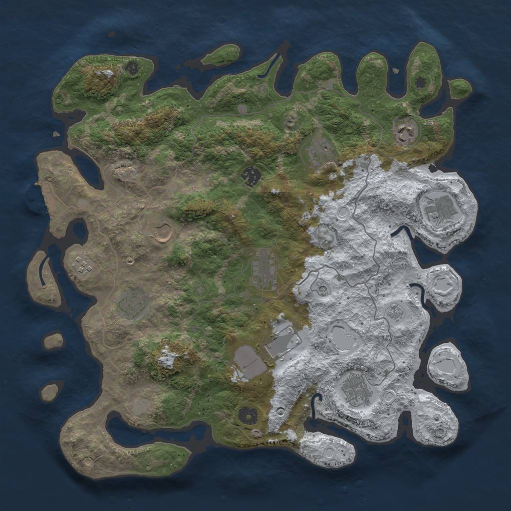 Rust Map: Procedural Map, Size: 4000, Seed: 3500, 18 Monuments