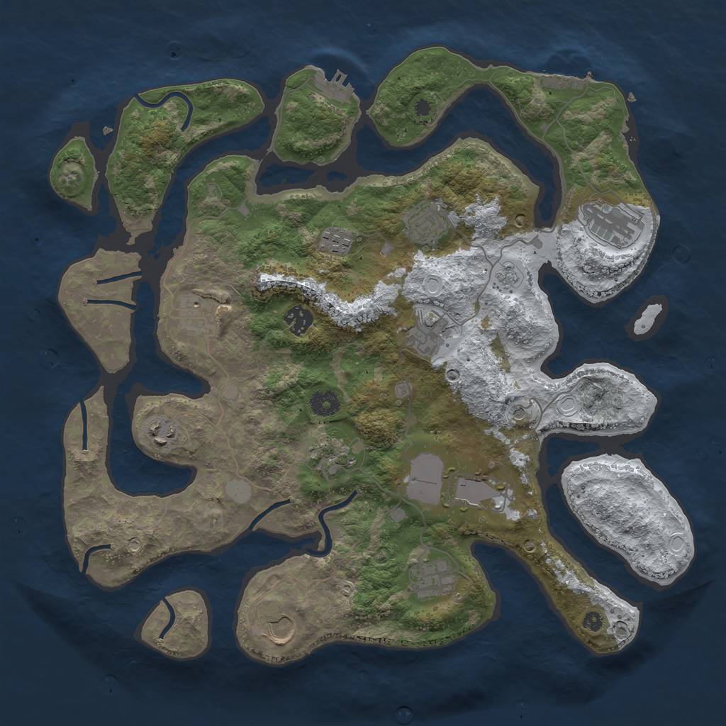 Rust Map: Procedural Map, Size: 3850, Seed: 473263411, 20 Monuments