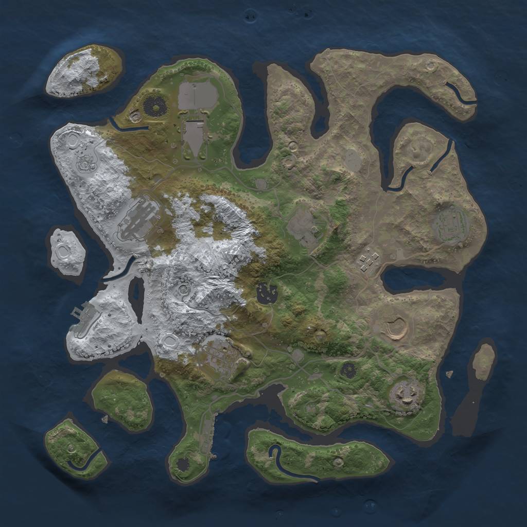 Rust Map: Procedural Map, Size: 3500, Seed: 1134, 18 Monuments