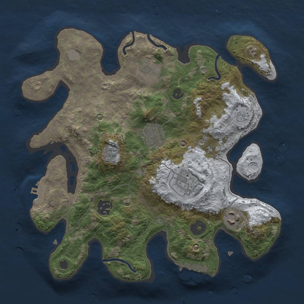 Rust Map: Procedural Map, Size: 3000, Seed: 55163, 15 Monuments