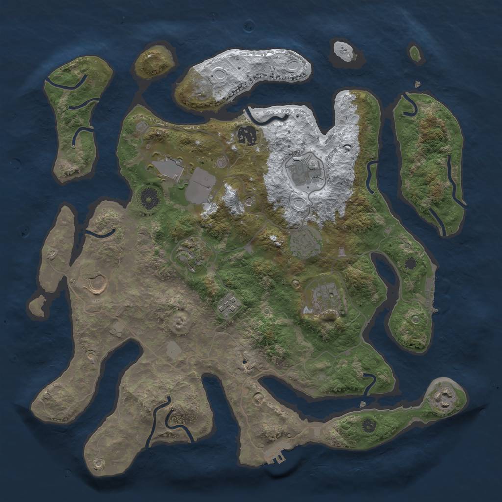 Rust Map: Procedural Map, Size: 3750, Seed: 1190063355, 17 Monuments