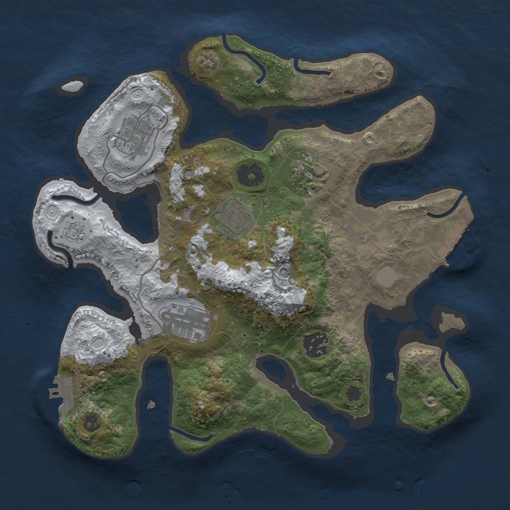 Rust Map: Procedural Map, Size: 3000, Seed: 2079173749, 14 Monuments