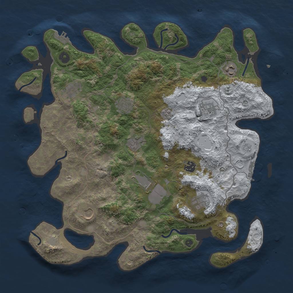 Rust Map: Procedural Map, Size: 4000, Seed: 1064806586, 19 Monuments