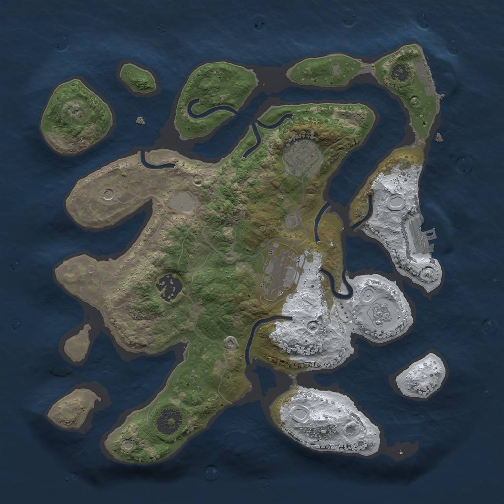 Rust Map: Procedural Map, Size: 3000, Seed: 28191, 12 Monuments