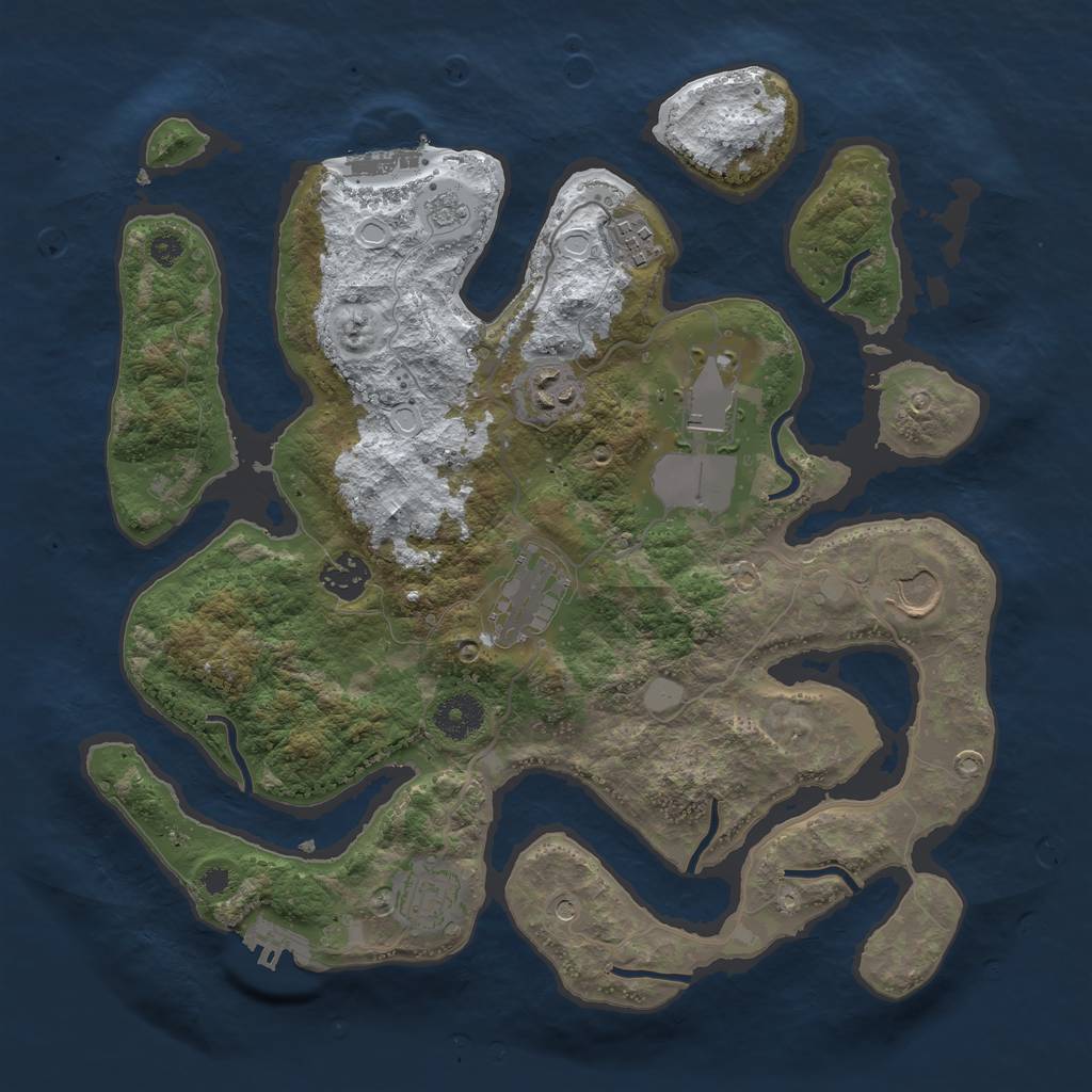 Rust Map: Procedural Map, Size: 3500, Seed: 1711151750, 16 Monuments