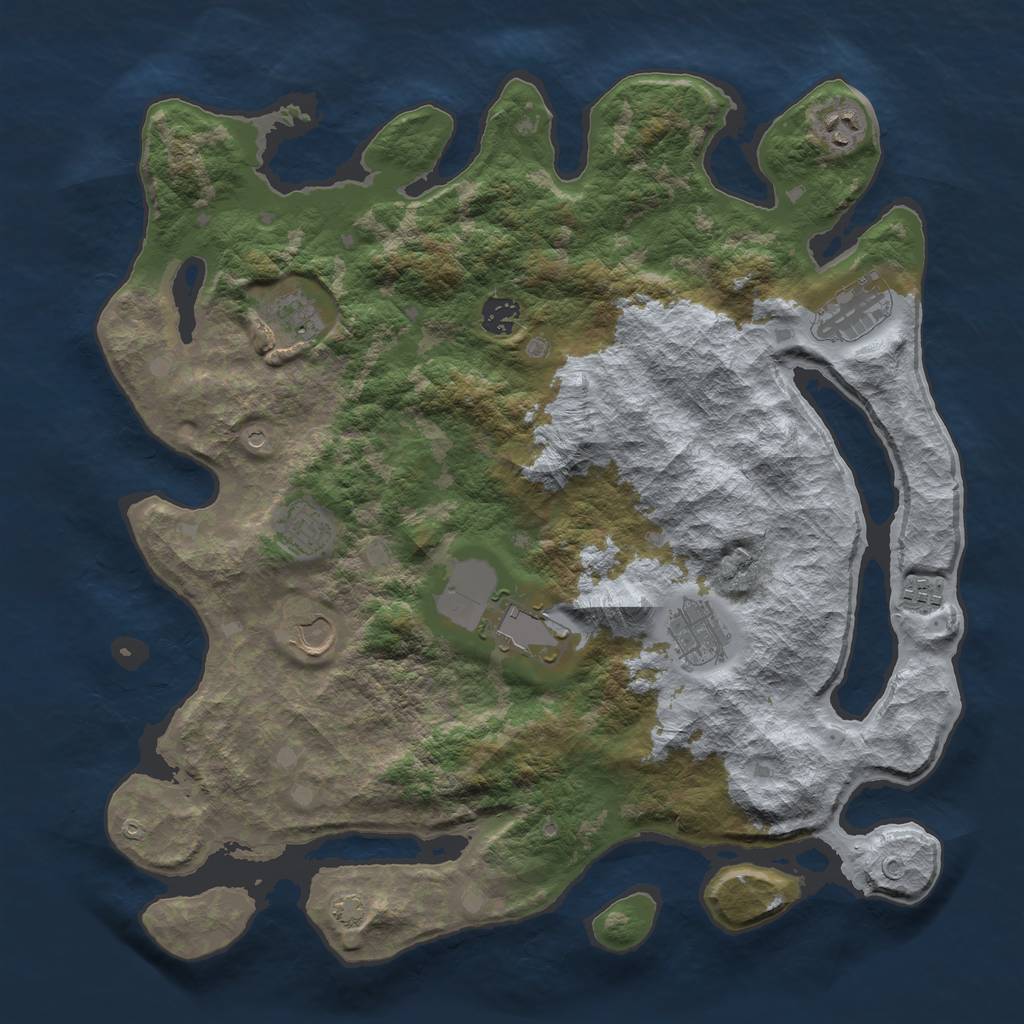 Rust Map: Barren, Size: 4000, Seed: 108098, 13 Monuments