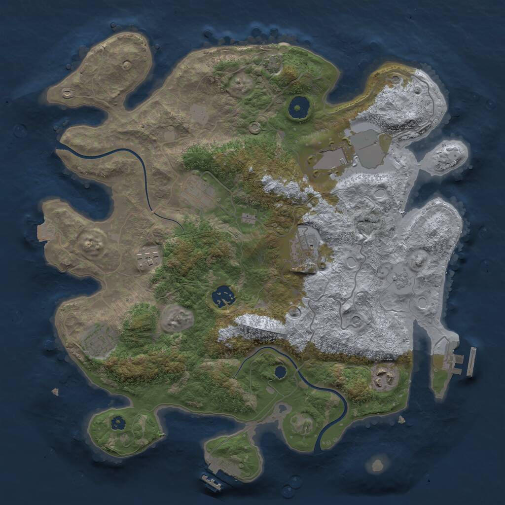 Rust Map: Procedural Map, Size: 3500, Seed: 6272056, 13 Monuments
