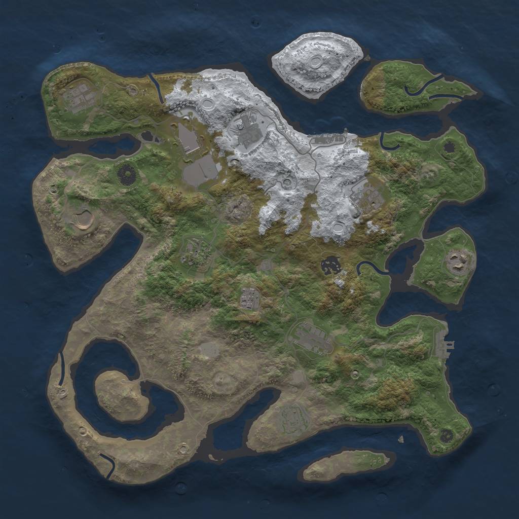 Rust Map: Procedural Map, Size: 3950, Seed: 778289632, 19 Monuments