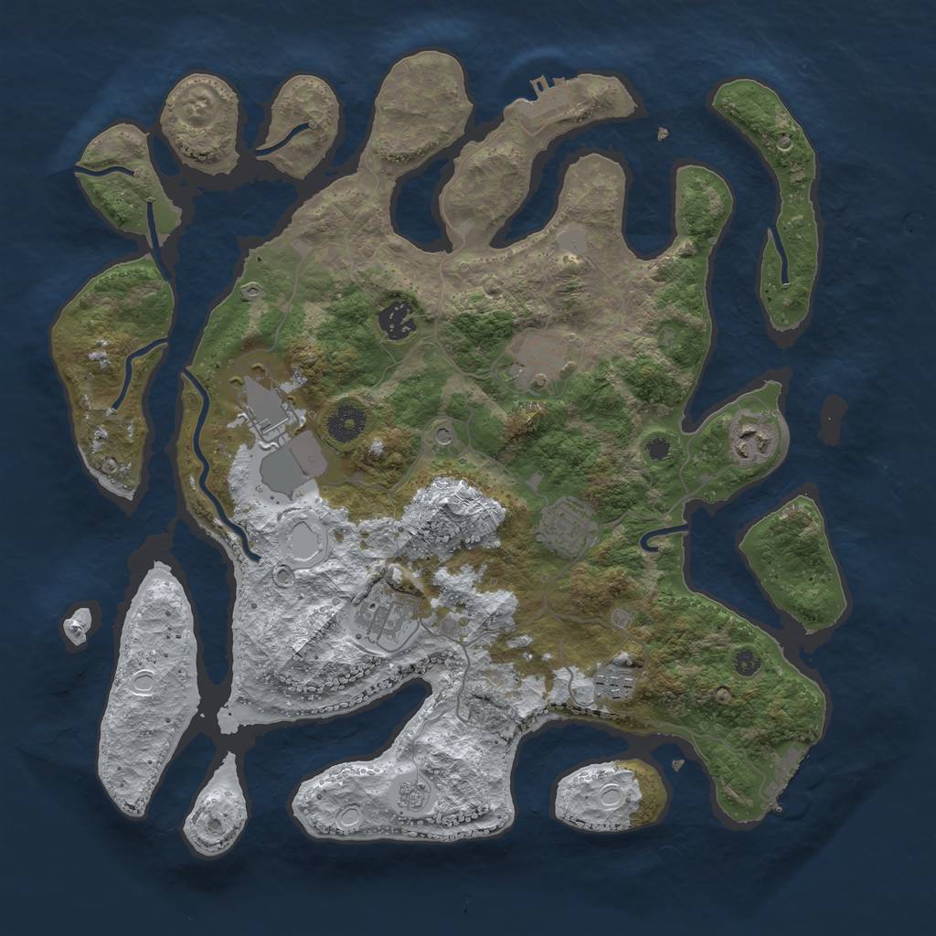 Rust Map: Procedural Map, Size: 3750, Seed: 299532520, 16 Monuments