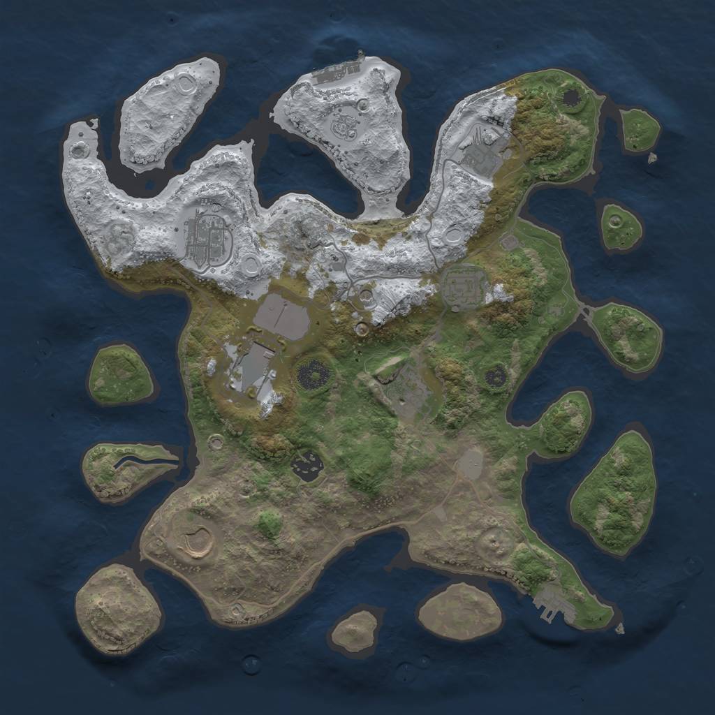 Rust Map: Procedural Map, Size: 3500, Seed: 940194, 16 Monuments