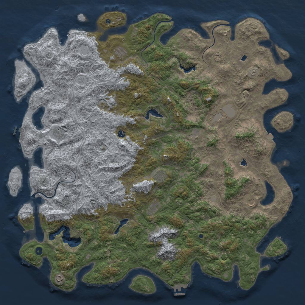 Rust Map: Procedural Map, Size: 6000, Seed: 199990, 17 Monuments