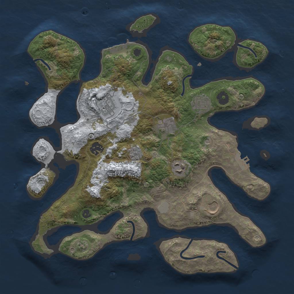 Rust Map: Procedural Map, Size: 3500, Seed: 10323, 15 Monuments