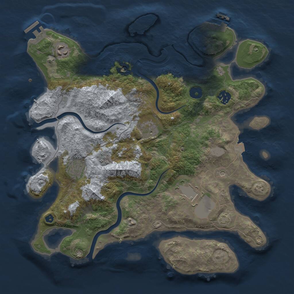 Rust Map: Procedural Map, Size: 3500, Seed: 10323, 11 Monuments