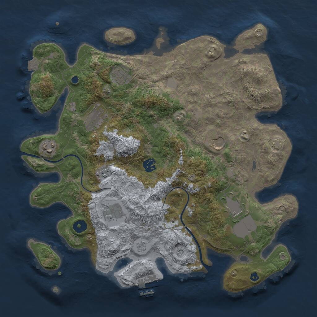 Rust Map: Procedural Map, Size: 3600, Seed: 402335893, 13 Monuments