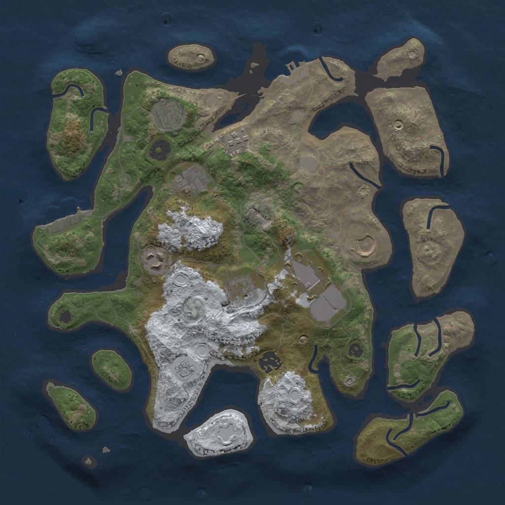 Rust Map: Procedural Map, Size: 3600, Seed: 402335893, 16 Monuments