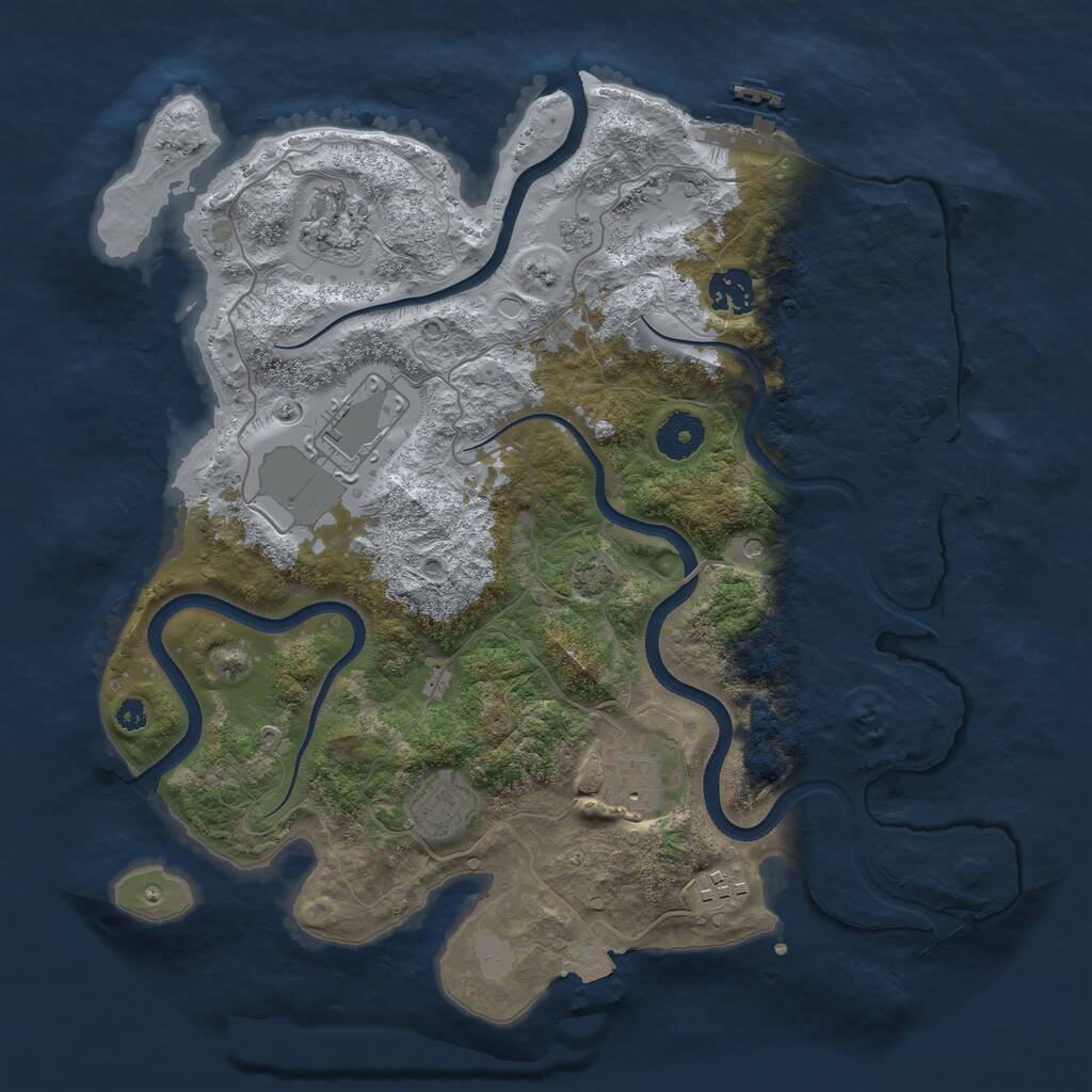 Rust Map: Procedural Map, Size: 3500, Seed: 649157635, 12 Monuments