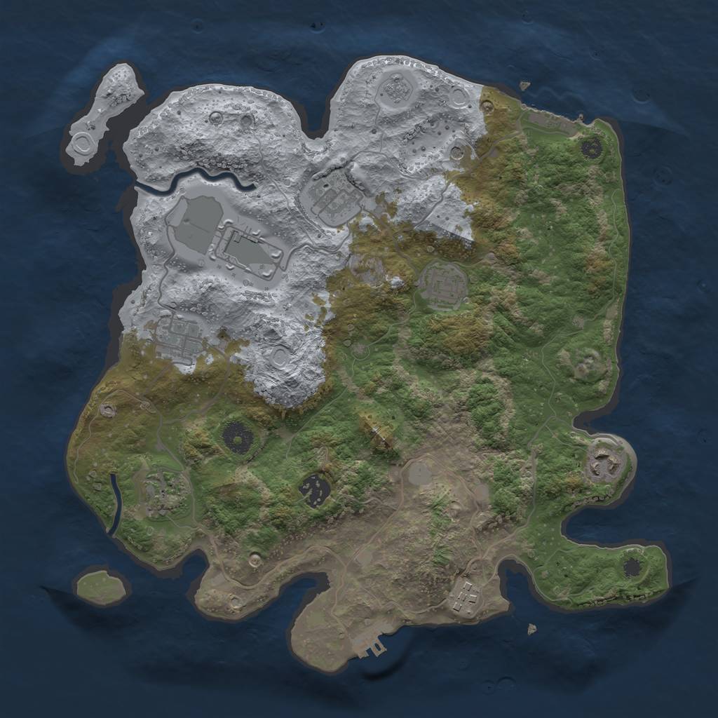 Rust Map: Procedural Map, Size: 3500, Seed: 649157635, 15 Monuments