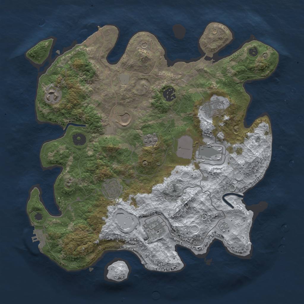 Rust Map: Procedural Map, Size: 3500, Seed: 3903479, 17 Monuments