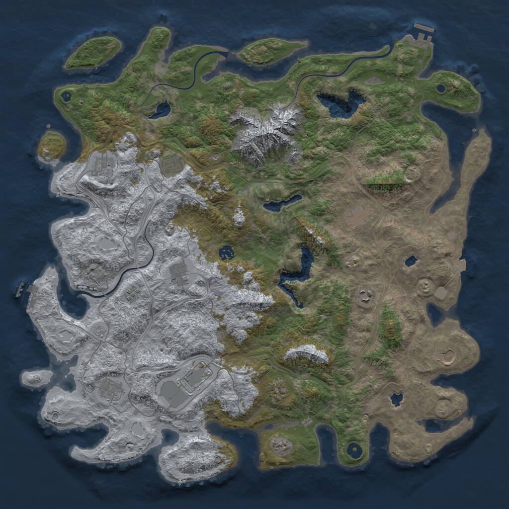 Rust Map: Procedural Map, Size: 5000, Seed: 44304925, 17 Monuments