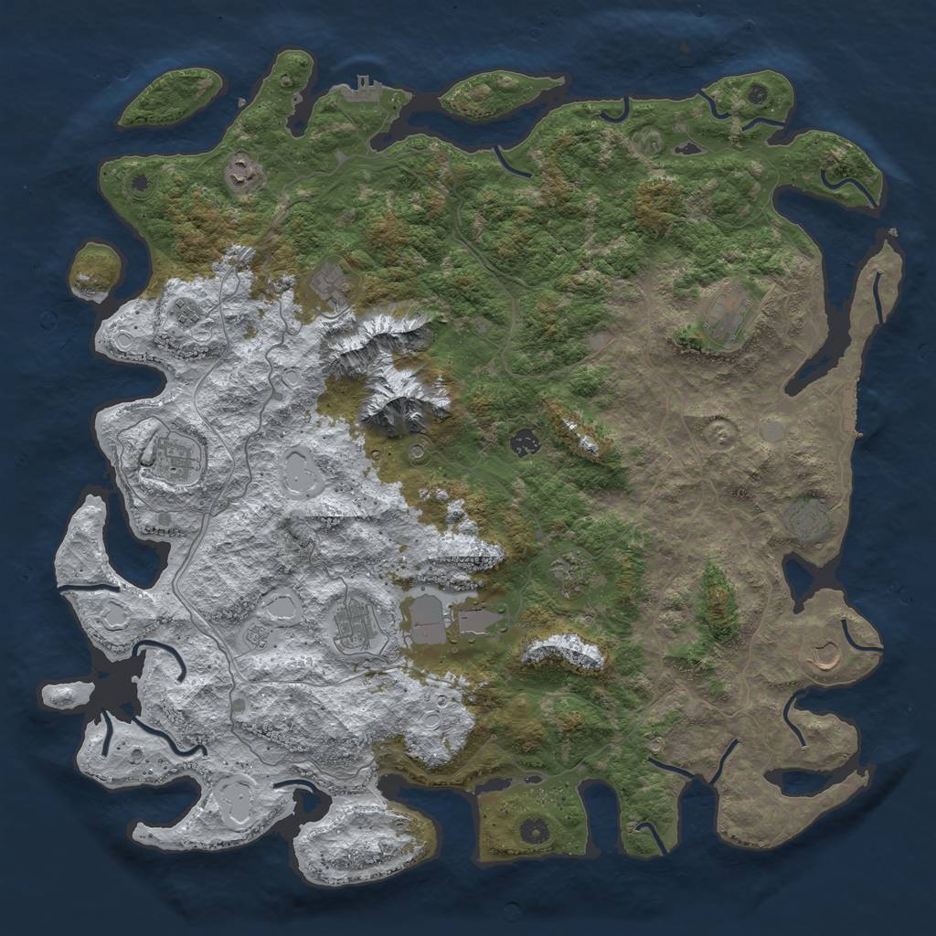 Rust Map: Procedural Map, Size: 5000, Seed: 44304925, 20 Monuments