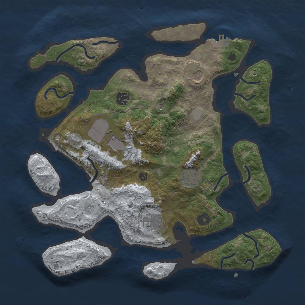 Rust Map: Procedural Map, Size: 3500, Seed: 810305, 13 Monuments